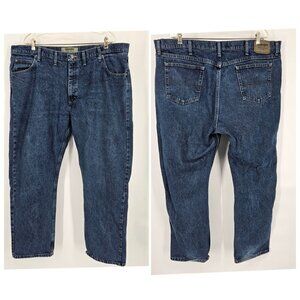 Wrangler Authentics Denim Jeans Pants Men 44x32 Dark Blue Straight Fit 10ZM200SD
